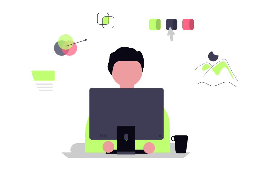 image of someone thinking up designs