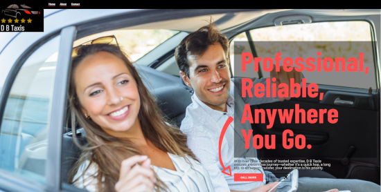 home page of d b taxis